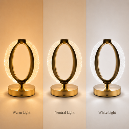 LumaNest Gold Oval Crystal Halo Table Lamp