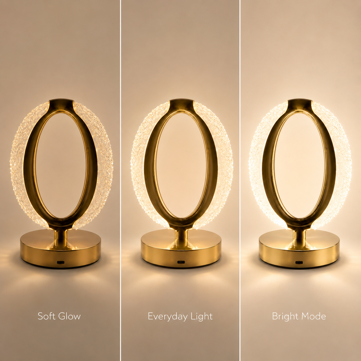 LumaNest Gold Oval Crystal Halo Table Lamp