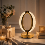 LumaNest Gold Oval Crystal Halo Table Lamp