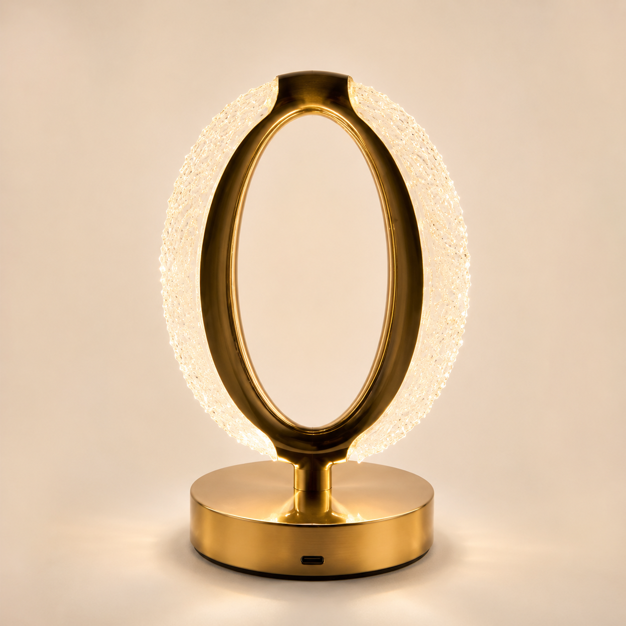 LumaNest Gold Oval Crystal Halo Table Lamp