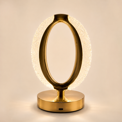 LumaNest Gold Oval Crystal Halo Table Lamp