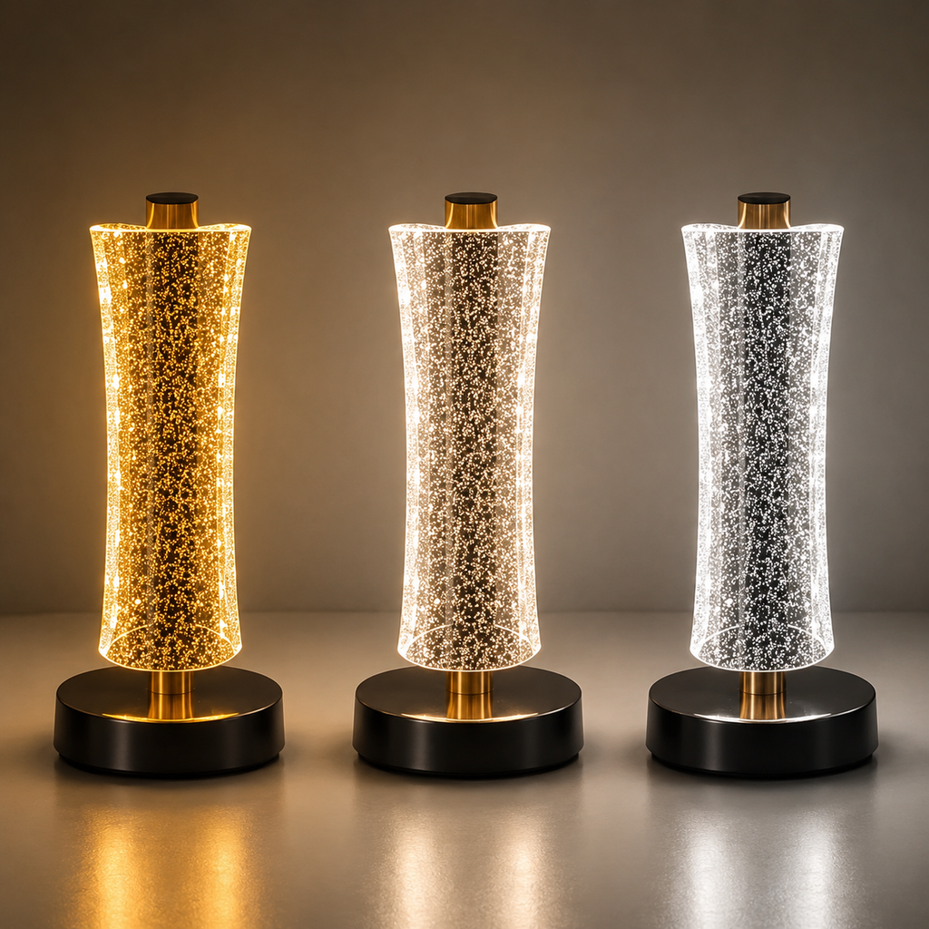 LumaNest Modern LED Crystal Table Lamp – 3 Light Modes