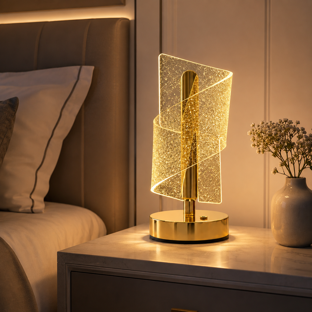 LumaNest Modern LED Starry Crystal Table Lamp – 3 Light Modes