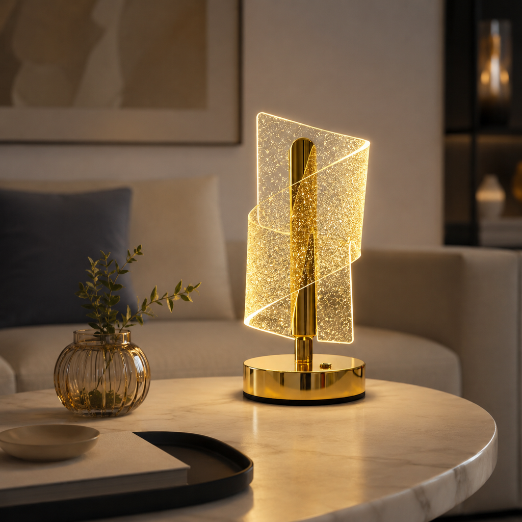 LumaNest Modern LED Starry Crystal Table Lamp – 3 Light Modes