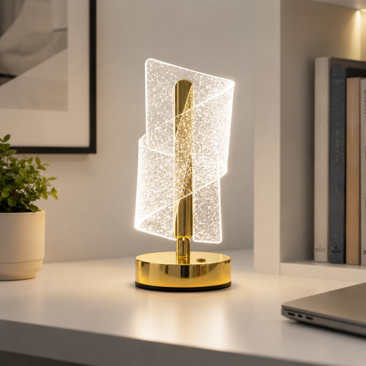 LumaNest Modern LED Starry Crystal Table Lamp – 3 Light Modes