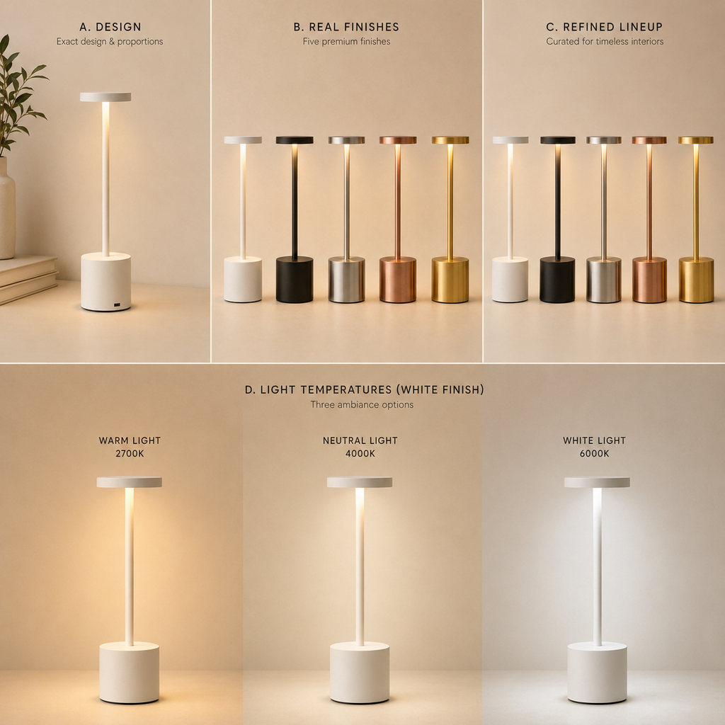 LumaNest AuraGlow Rechargeable Touch LED Table Lamp – 3 Light Modes