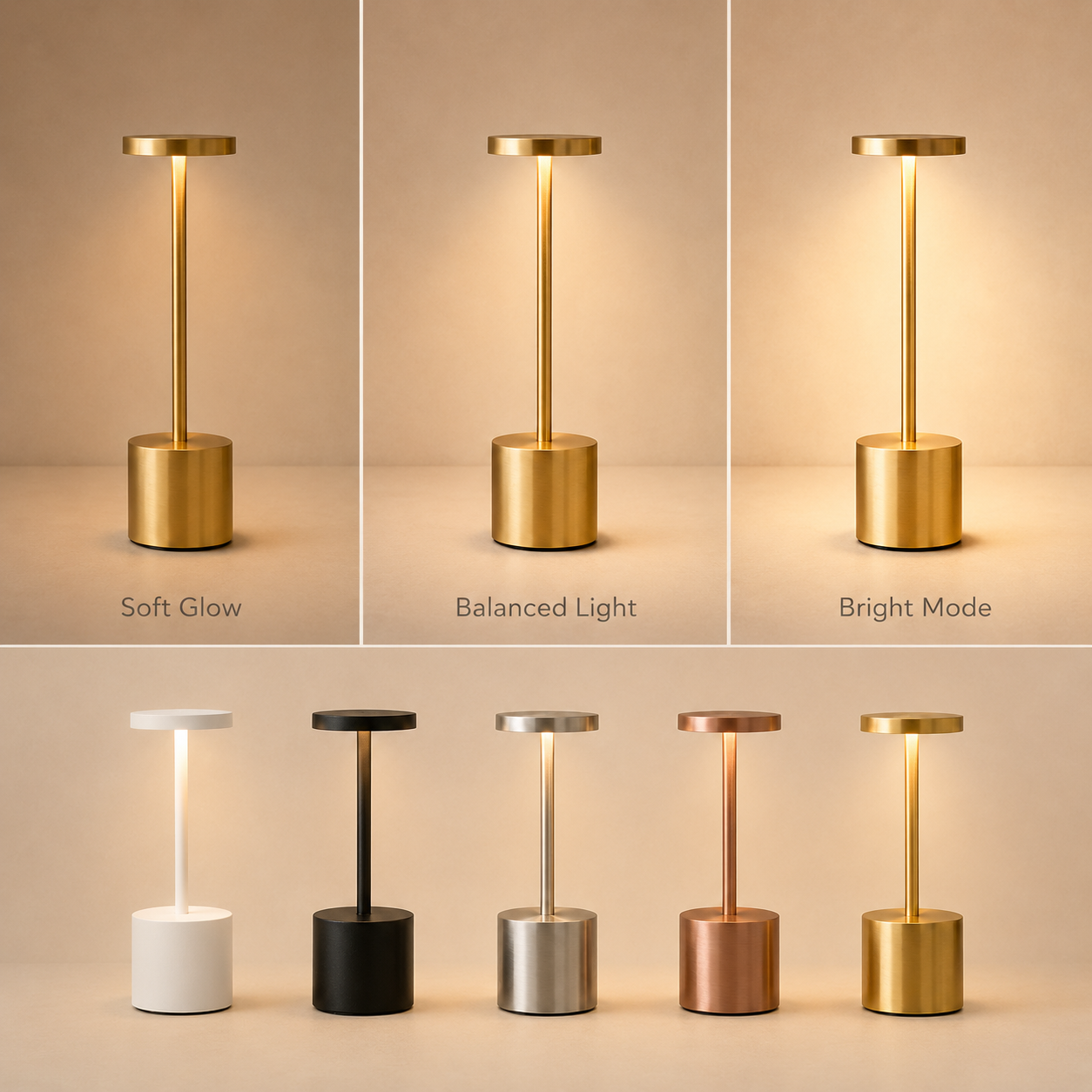 LumaNest AuraGlow Rechargeable Touch LED Table Lamp – 3 Light Modes