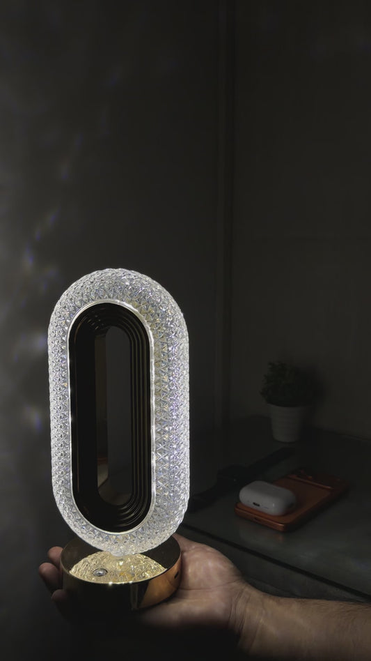 LumaNest Oval Crystal Table Lamp – 3 Light Modes