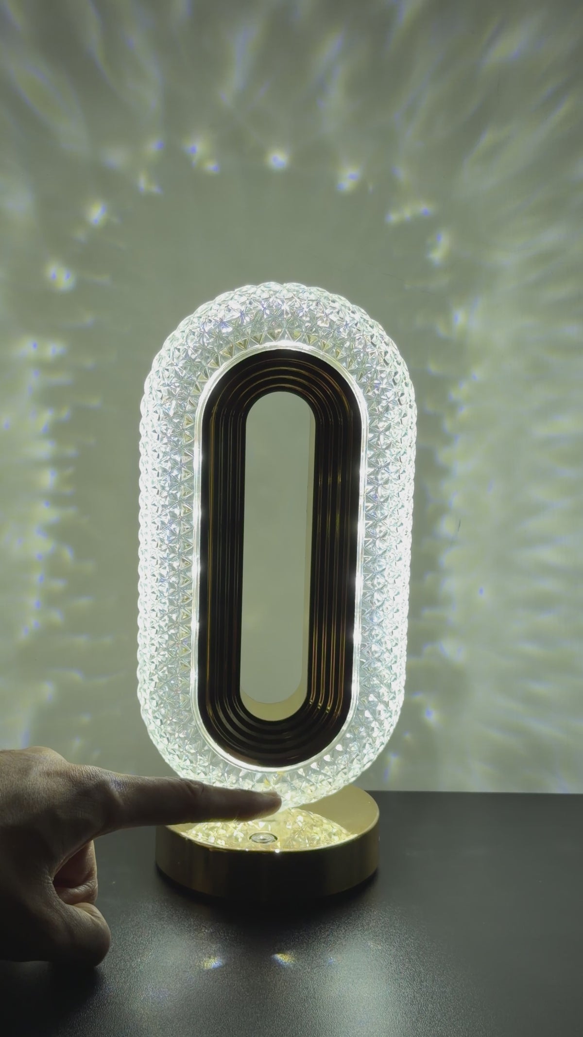 LumaNest Oval Crystal Table Lamp – 3 Light Modes