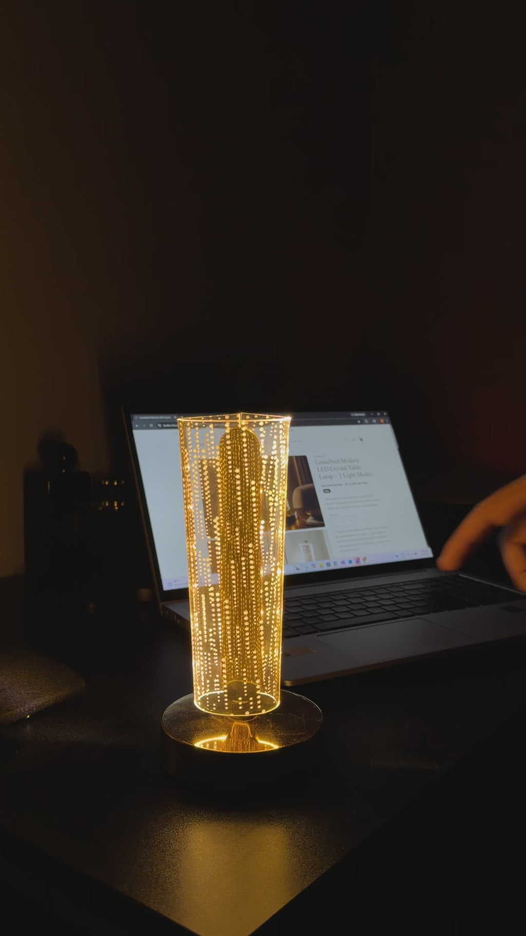 LumaNest Modern LED Crystal Table Lamp – 3 Light Modes